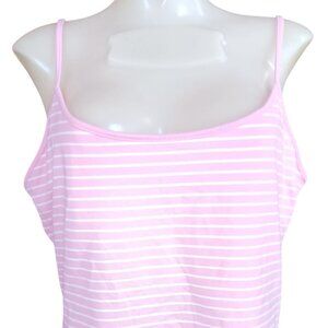 NWT XL Women's Chaps Tank Top Pink White Striped Camisole Chaps Monterey